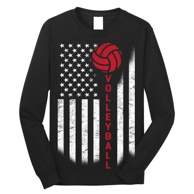 America Volleyball Flag Long Sleeve Shirt