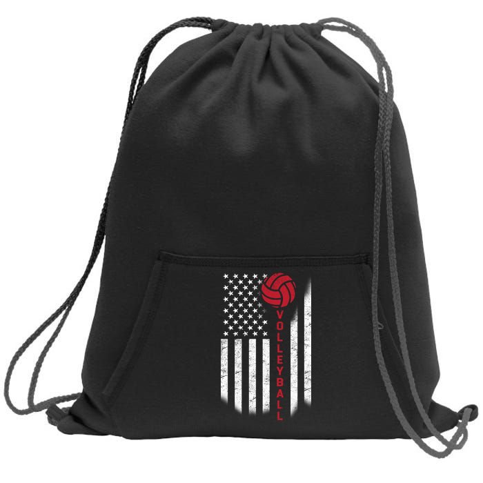 America Volleyball Flag Sweatshirt Cinch Pack Bag