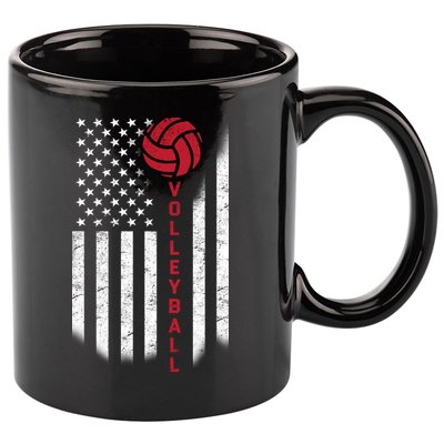 America Volleyball Flag 11oz C Handle Ceramic Mug