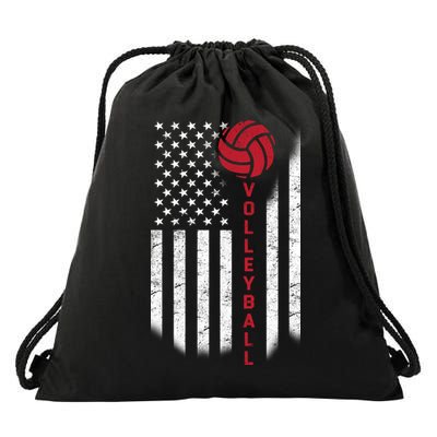 America Volleyball Flag Drawstring Bag