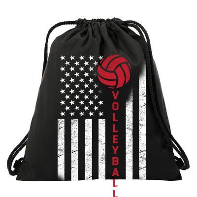 America Volleyball Flag Drawstring Bag