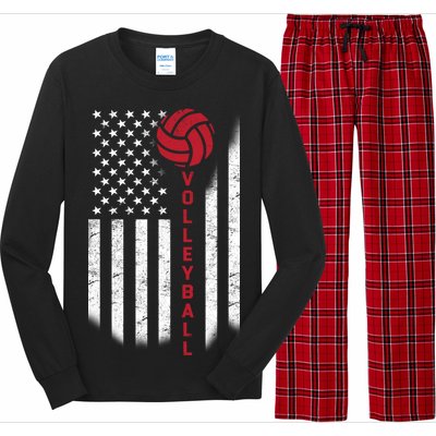 America Volleyball Flag Long Sleeve Pajama Set