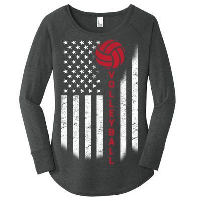 America Volleyball Flag Women's Perfect Tri Tunic Long Sleeve Shirt