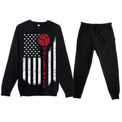 America Volleyball Flag Premium Crewneck Sweatsuit Set