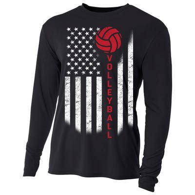 America Volleyball Flag Cooling Performance Long Sleeve Crew