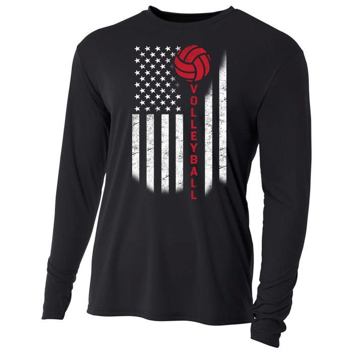 America Volleyball Flag Cooling Performance Long Sleeve Crew