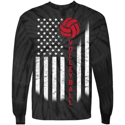 America Volleyball Flag Tie-Dye Long Sleeve Shirt