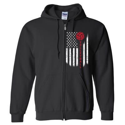 America Volleyball Flag Full Zip Hoodie