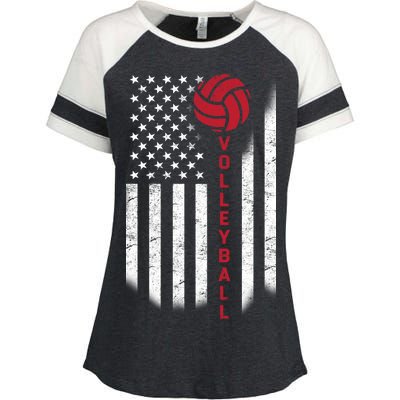 America Volleyball Flag Enza Ladies Jersey Colorblock Tee