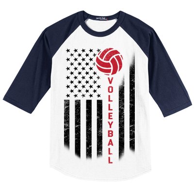 America Volleyball Flag Baseball Sleeve Shirt