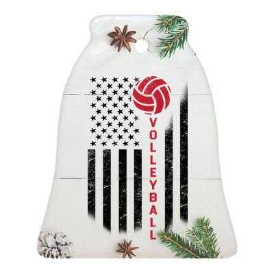 America Volleyball Flag Ceramic Bell Ornament