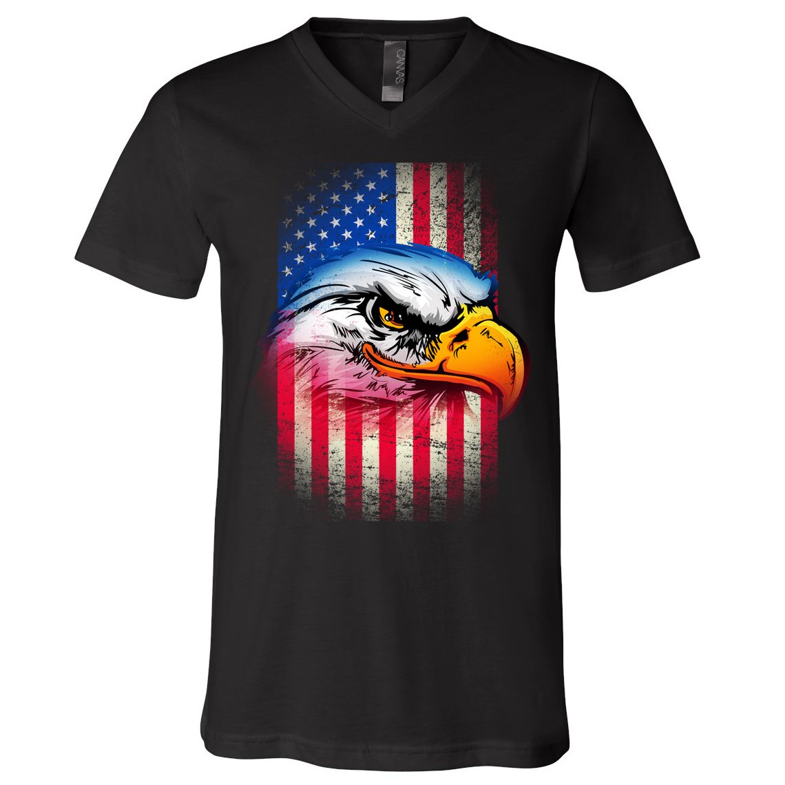 American Bald Eagle Flag V-Neck T-Shirt