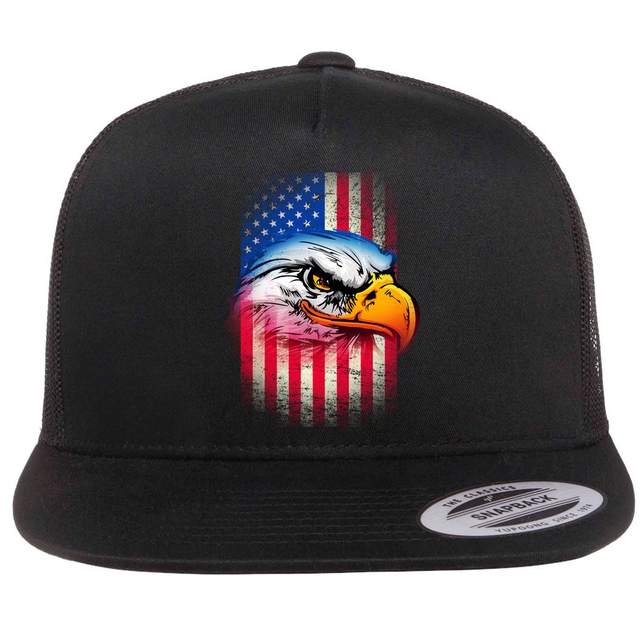 American Bald Eagle Flag Flat Bill Trucker Hat