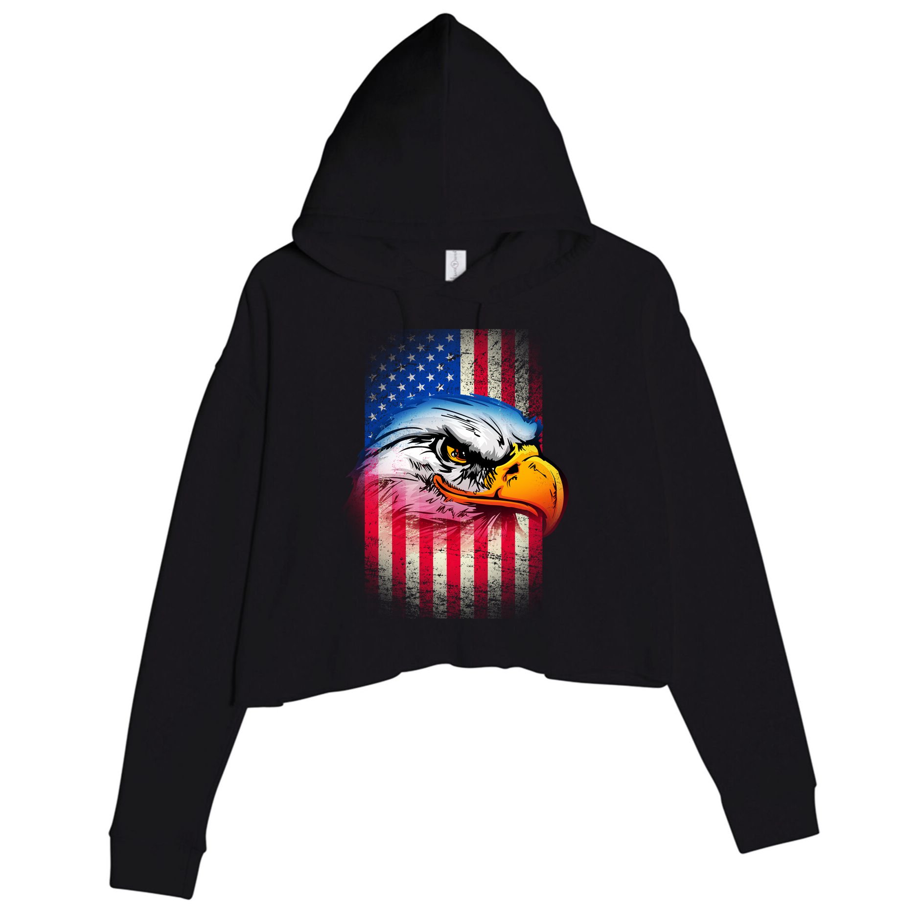 American Bald Eagle Flag Crop Fleece Hoodie