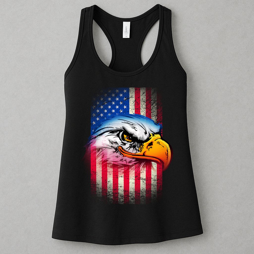 American Bald Eagle Flag Womens Tank Top