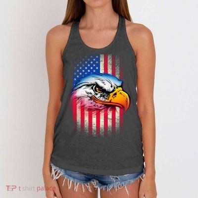 American Bald Eagle Flag Women's Knotted Racerback Tank