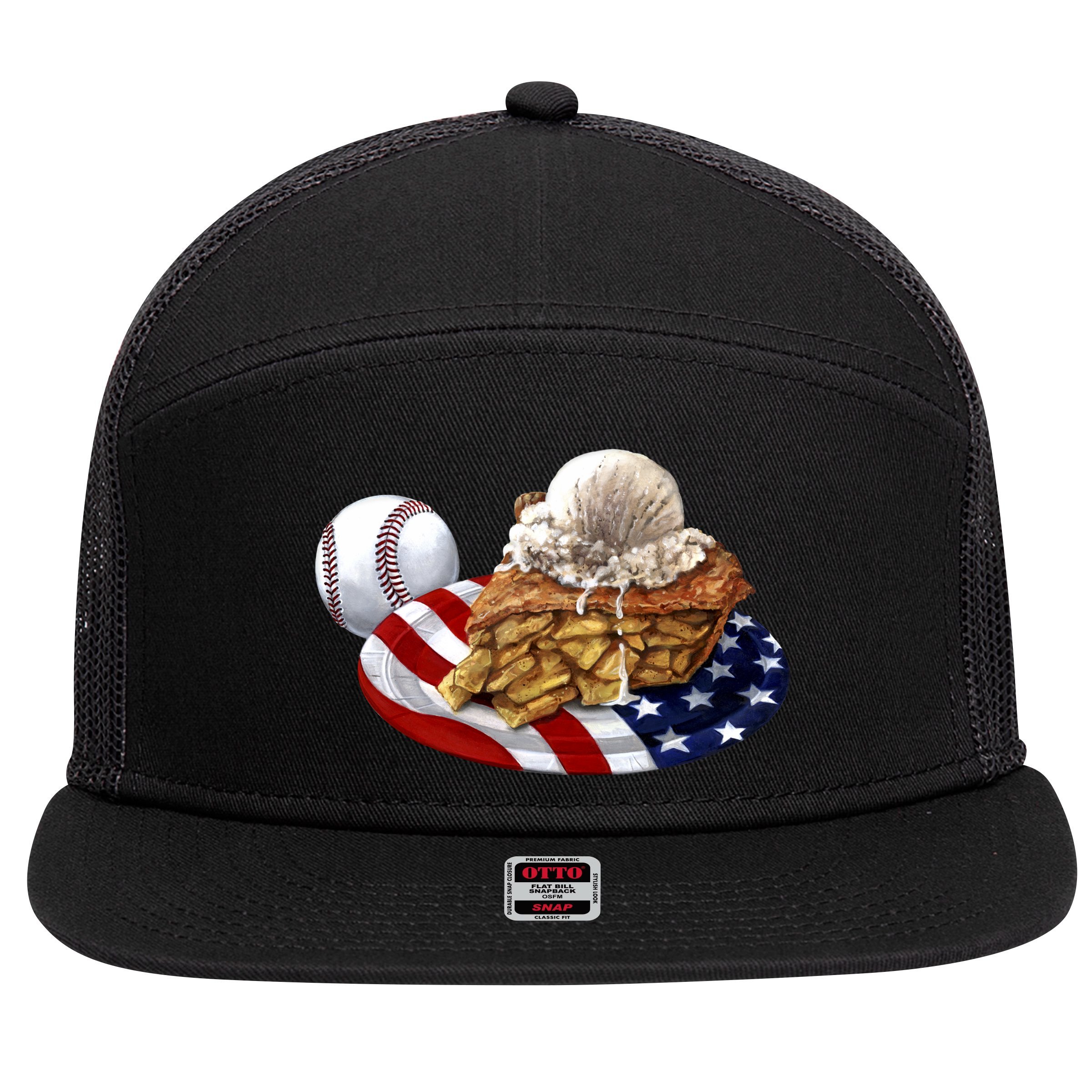 American Baseball And USA Pie 7 Panel Mesh Trucker Snapback Hat