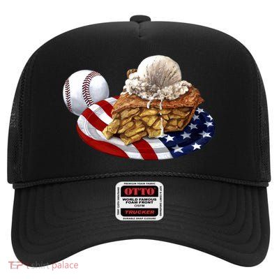 American Baseball And USA Pie High Crown Mesh Back Trucker Hat