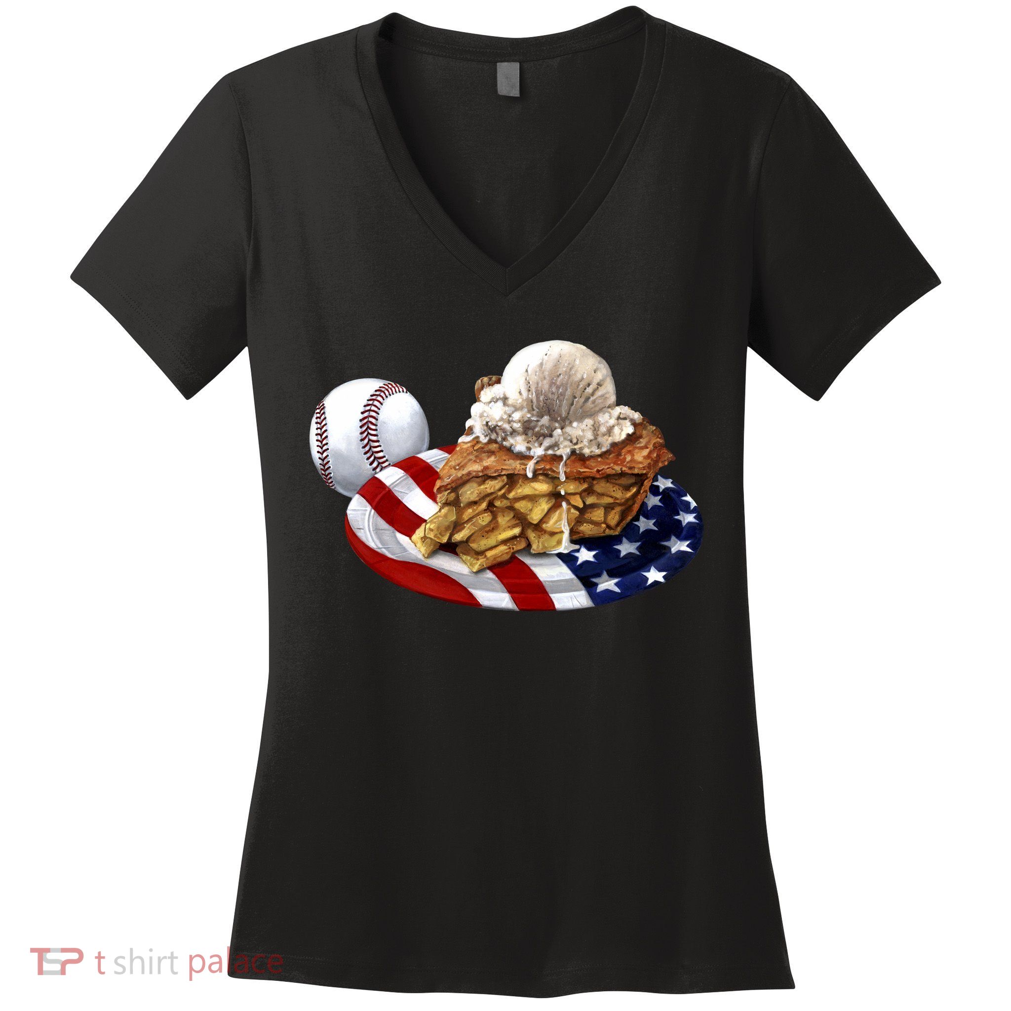American Baseball And USA Pie Women's V-Neck T-Shirt