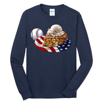 American Baseball And USA Pie Tall Long Sleeve T-Shirt