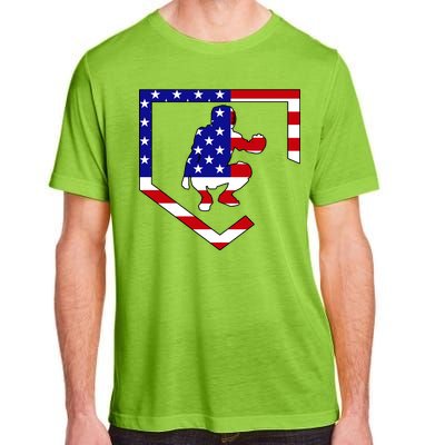 American Baseball Catcher Flag Adult ChromaSoft Performance T-Shirt