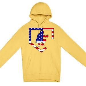 American Baseball Catcher Flag Premium Pullover Hoodie