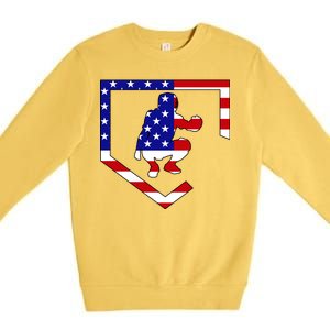 American Baseball Catcher Flag Premium Crewneck Sweatshirt