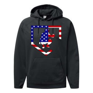 American Baseball Catcher Flag Performance Fleece Hoodie