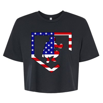 American Baseball Catcher Flag Bella+Canvas Jersey Crop Tee