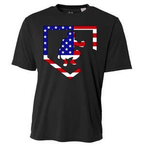 American Baseball Catcher Flag Cooling Performance Crew T-Shirt