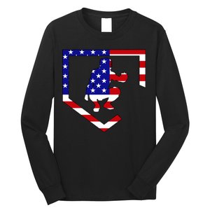 American Baseball Catcher Flag Long Sleeve Shirt