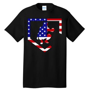 American Baseball Catcher Flag Tall T-Shirt