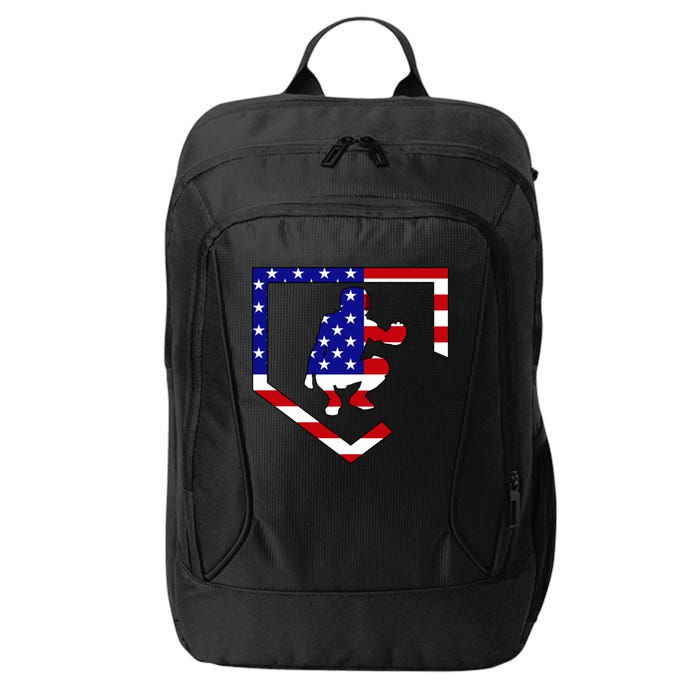 American Baseball Catcher Flag City Backpack