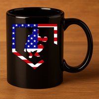 American Baseball Catcher Flag 11oz C Handle Ceramic Mug
