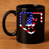 American Baseball Catcher Flag 11oz C Handle Ceramic Mug