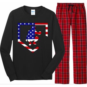 American Baseball Catcher Flag Long Sleeve Pajama Set