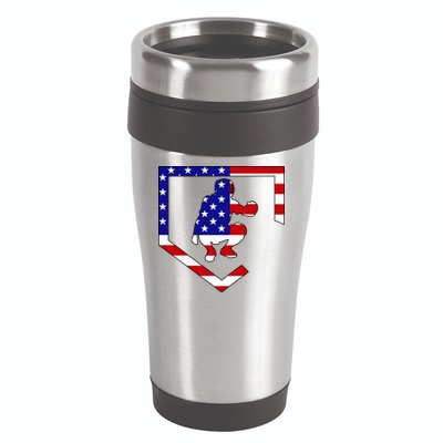 American Baseball Catcher Flag 16oz Travel Tumbler