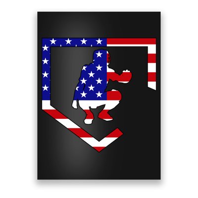 American Baseball Catcher Flag Poster