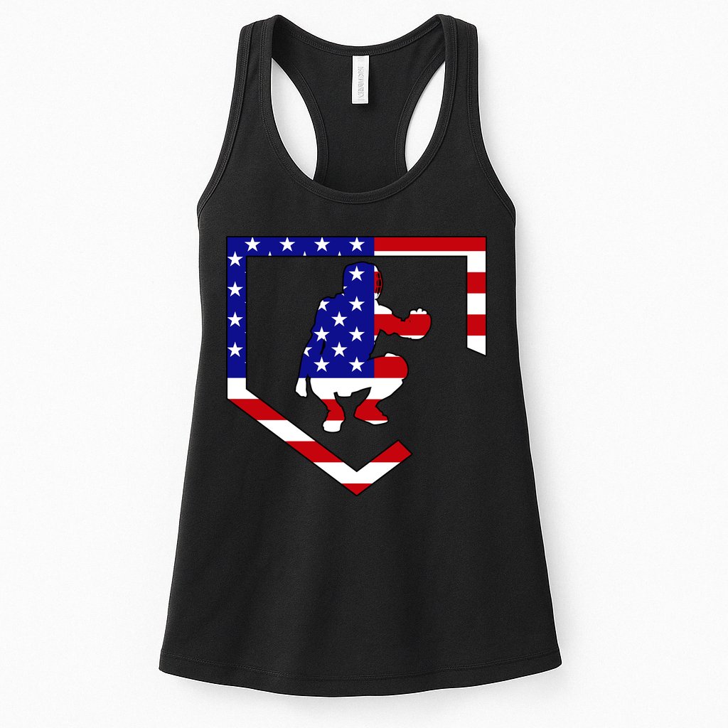 American Baseball Catcher Flag Womens Tank Top