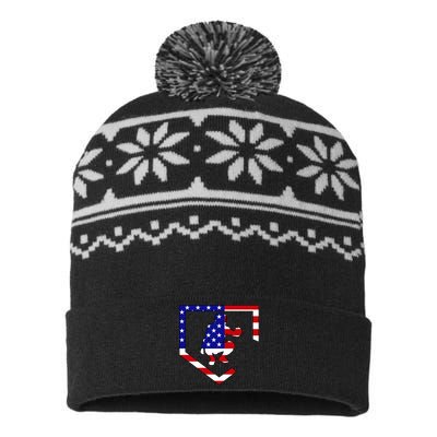 American Baseball Catcher Flag USA-Made Snowflake Beanie