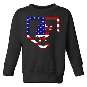 American Baseball Catcher Flag Toddler Sweatshirt