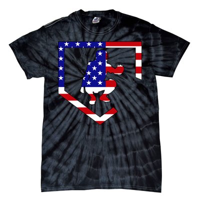 American Baseball Catcher Flag Tie-Dye T-Shirt