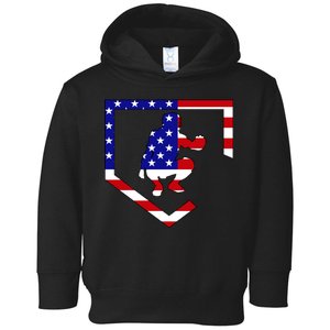 American Baseball Catcher Flag Toddler Hoodie