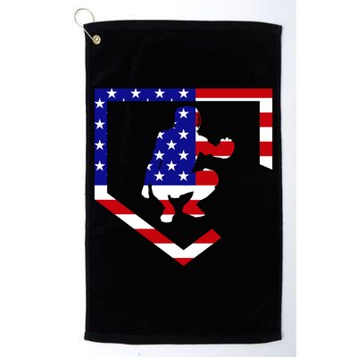 American Baseball Catcher Flag Golf Towel
