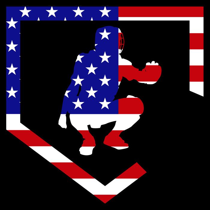 American Baseball Catcher Flag Toddler T-Shirt