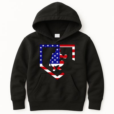 American Baseball Catcher Flag Kids Hoodie