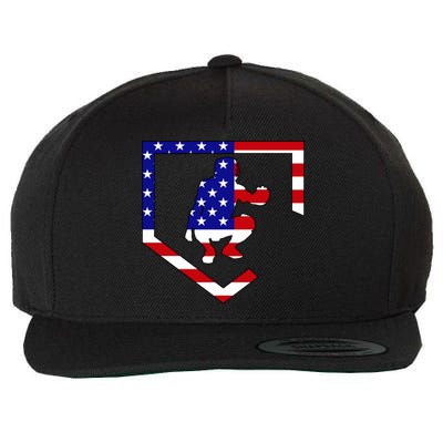 American Baseball Catcher Flag Wool Snapback Cap