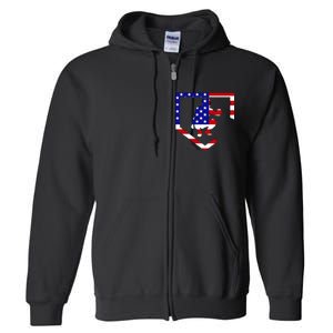 American Baseball Catcher Flag Full Zip Hoodie