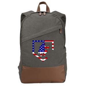 American Baseball Catcher Flag Cotton Canvas Backpack