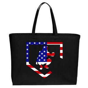 American Baseball Catcher Flag Cotton Canvas Jumbo Tote